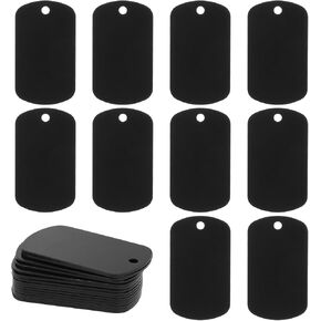 15PCS Blank Bulk Dog Tags for Stamping and Engraving - Aluminum Oval Pendant Necklace Tags, Personalized Pet Tags, Shiny Metal Tags for DIY Crafts and Laser Engraving (Black)