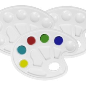 pson 3PCS 9" Paint Tray Palette Set, Ellipsoid Artist Plastic Mixing Palettes, Plastic Washable Paint Trays Paint Holder for Art Supplies, School Project, Craft