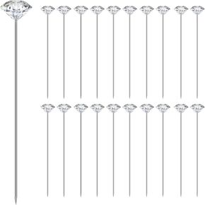 200 Pcs Diamonds Pins 2inch Bouquet Pins Boutonniere Pins Crystal Rhinestones Floral Pins Sewing Corsages Flower Pins for DIY Craft Sewing, Jewelry Decoration, Wedding, Flower Bouquets