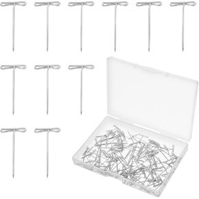 100 Pack Wig Pins for Mannequin Head, T Pins 1 Inch Shadow Box Pins Straight Sewing Pins for Knitting, Craft, Quilting, Office, Decoration Stainless Steel Push Pin Kit with Clear Box
