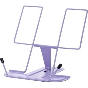 Metal Book Stand for Desk, Adjustable Reading Rack, Desk Book Holder for Reading Hands Free(Purple