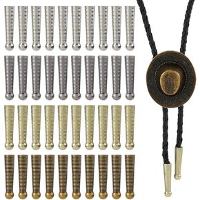 SUPERFINDINGS 16Pcs 4 Colors Bolo Tie Tips Bolo Tie Findings Replacement End Caps Alloy Cord End for Bolo Tie Buckle Accessories Long Cord Ends Caps for DIY Findings Clothes,Inner Diameter: 4.5mm