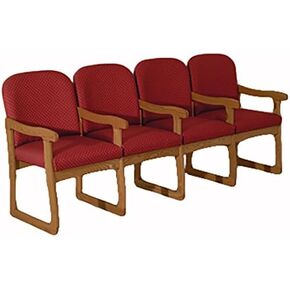 Wooden Mallet DW7-4 Prairie 4-Seat Chair with Center Arms, Mahogany/Black
