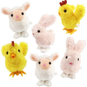 BSTAOFY 6PCS WIND UP EASTER TOY TOY KIT HOP CHACH BUNNY JUST PLUSH GROUSTY FUZZY FLIPPING REDIPEN