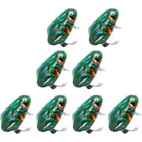 Zerodeko 8pcs Halloween Wind Up Toys Frog Cartoon Wind-Up Toys Clockwork Spring Frog Toy Metal Clockwork Playthings for Kids