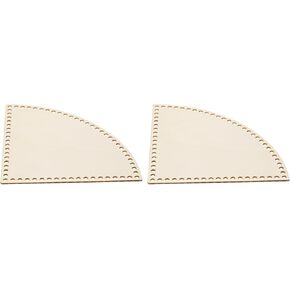 MECCANIXITY 2 Pcs Wooden Basket Bottoms Fan-Shaped Base Wood Color Pad for DIY Knitting Crochet Storage Bag Weaving Crafts Home Decoration Wrapping Work