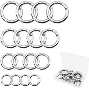 16PCS Spring O Ring Zinc Alloy Round Carabiner Snap Trigger Buckle DIY Clip 4 Styles for Key Chains Bag