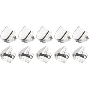 DTGN 10mmx9mm(LxW) Shoelace End Clips - 30Pack - Good for Different Shoes - Stainless Steel Elastic Shoe Laces Clip - Glossy Silver
