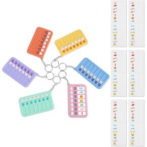 6pcs Chore Planning Chart Key Chains, Portable Visual Schedule Keychain Reminder Board with Stickers for Daily Weekly Planning Memo Checklist Boards for Adults Planner Tracker (6 Colors)