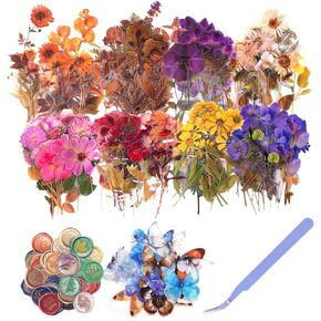 481 Pcs Pressed Flower Themed Stickers for Scrapbook Supplies Journaling Transparent Colorful Flower Stickers Vintage Craft Sticker for Bullet Journal Planner Junk Journal