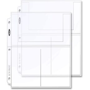 BCW Pro 3-Pocket Photo Sleeves (20 Pack) | 4"x6" Acid-Free, Archival Pages for Binders | Clear, PVC-Free Protection for Photos & Cards
