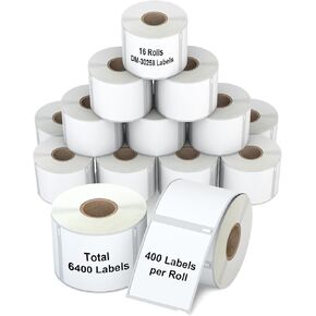 16 Rolls 6400 Labels 2-1/8" x 2-3/4" Direct Thermal Labels Replacement Compatible for DYMO 30258, Misofuki Barcodes Address Postage Label Compatible with DYMO Labelwriter 450, 450 Turbo, 4XL Printers