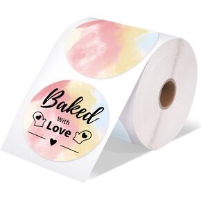 Memoking 3" Color Circle Thermal Label, Self-Adhesive Round Sticker Label, Circular Direct Thermal Printer Label for Logo Design, Name/Price Tag, Thanks Card,Address, QR Code, 500 Labels/Roll,Gradient