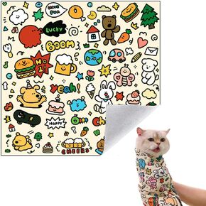 Cat Wrap for Cutting Nails,Cat Grooming Wrap,Cat Restraint for Nail Clipping, Cat Restraints for Grooming Anti-Scratch/Escape Self-Adherent Cat Swaddle Wrap Calming & Holding Cat (L (within 11.1lbs))