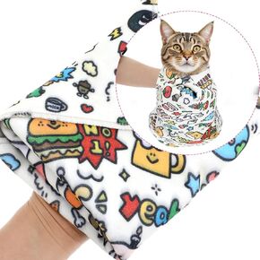 Cat Grooming Wrap – Self-Adherent Anti-Scratch Swaddle Restraint Bag for Stress-Free, Soft Cat Blanket to Wrap Cat for Nail Clipping, Anti-Scratch, Anti-Escape, Multifunctional Wrap (21.7 x 21.7")