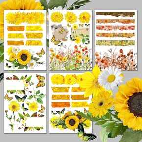 Decoupage Paper Pack (15 Sheets 8"x11") Bright Summer Flowers and Butterflies HANATABA Vintage Art Deco Styled Ephemera Pictures for Decoupage Craft and Scrapbooking