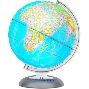 Illuminated Globes for Kids - 8" Light Up World Globe With Stand, Gift Ideas for Children - Interactive Learning & Educational Toys for All Ages - Earth Globe With Build in Led Night Light - Gifts for Boys And Girls Age 8-12 + Year Old