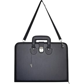 Premium Art Portfolio Leather Bag 18 x 24 (inches) with Lock and Key, Executive Briefcase Style Carrying Case with Handle & Shoulder Strap, Artwork Storage for Posters, Canvas, and Art Materials