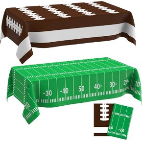 2 Pack Football Tablecloth 108 X 54Inch Disposable Plastic Football Table Cloth Tailgates Tablecloth Set Football Party Decorations Football Table Cover Football Table Decorations for Birthday Games