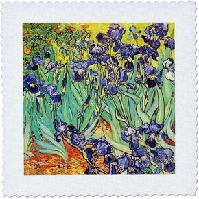 3dRose qs_155630_2 Irises by Vincent Van Gogh 1889 Purple Flowers Iris Garden Copy of Famous Painting by The Master Quilt Square, 6 by 6"