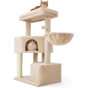 Gardner Pet 41 "Tall Cat Tree للقطط المتوسطة ، وبرج القطط الثقيلة مع 2.8 بوصة وعجلات قابلة للغسل ، وأثاث القطط الموفرة للمساحة للشقق ، وسهلة التجميع