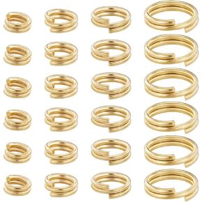 Beebeecraft 80Pcs 24K Gold Plated Split Jump Rings 4/5/6/8mm Double Loops Split Rings Connectors with Storage Box for Jewelry Necklaces Bracelets Earrings and Crafts