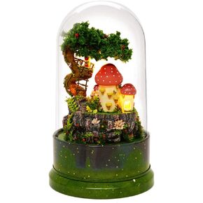 DIY Dollhouse Miniature Model Doll House with Dust Cover Rotate Music Box Garden Diary (Battery Included)