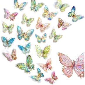 Aromoty Butterfly Stickers Set Ice Crystals Holographic Shiny Transparent Resin Waterproof Stickers Decals 80 Pieces with 4 Themes for Scrapbooking Supplies Junk Bullet Journals Daily Planner Laptop