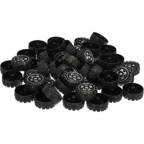 MECCANIXITY 50pcs Toy Car Wheels, 34.5mmx15.5mm Plastic Roll for DIY RC Car Truck Boat Helicopter Model Part, Black