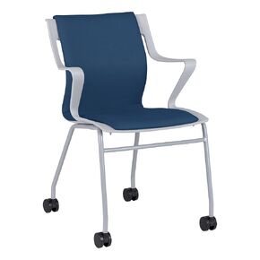 Learniture Cascade Mobile Office Guest Chair with Wheels/Arms for Training, Conference, Meeting Rooms and Waiting Areas 18" H (Set of 2)