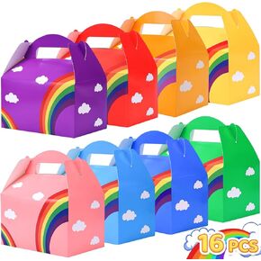 VGOODALL 16PCS Rainbow Party Favor Boxes, Party Treat Boxes Rainbow Candy Boxes Paper Gift Boxes Assrote Colors for Kids Birthday Party Wedding Decorations