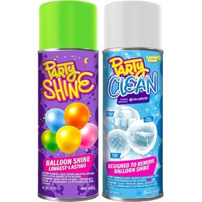 Party Shine Bundle: Balloon Shine Spray & Party Clean – Waterproof, Non-Slip Shine (13oz) + Essential Cleaner (14oz) for Floors, Backdrops, & Bounce Houses – Perfect for Party Decor