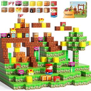Doloowee Magnetic Building Blocks Sets - Magnetic Cubes for Kids 4-8, Toddler Kids Toys Magnet Blocks Ages 3-5, Mine World Game Themed Gifts Toys for 3 4 5 6 7 8+ Year Old Boys & Girls