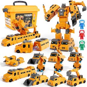 Magnetic Transform Engineering Car for Boys 4-6, Transforming Robot Toys for Kids 5-7, 10 in 1 Construction Car Sets, Boy Birthday Chiristmas Gifts for Boys Age 3 4 5 6 7 8
