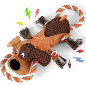 Squeaky Dog Toys, Tug of War Dog Toy for Large Dogs, Plush Puppy Toys with Pull Rope, Interactive Dog Toys for Small, Middle, and Big Dogs
