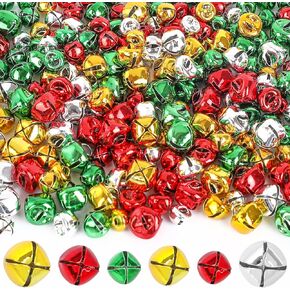 DERAYEE 220 Pcs Jingle Bells, 4 Colors Mini DIY Craft Bell Bulk for Christmas Home and Pet Decorations Xmas Party Favors Supplies