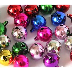 WOIWO 50PCS 14MM Assorted Colors Environmental Protection Electroplating Christmas Decoration Small Bell Metal Opening to Attract Money Cat Copper Bell