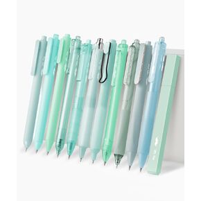 Mr. Pen- Gel Ink Pen Set, 12 pcs, Pastel Green Barrel, Black Ink Gel Pens Fine Point 0.5mm, One Highlighter, Gel Ink Pens, Cute Pens for Women, Aesthetic Pens for Journaling, Fine Tip Pens