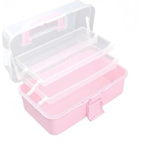 Feyarl 13 inch Art Crafts Box Sewing Hair Supplies Organzier 3 Layers Multipurpose Portable Handled Art Supply Organizer Tool Storage Box Folding Medicine Box Case Family First Aid Box