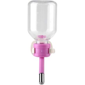 Dog Water Bottle, Portable Plastic + Stainless Steel Dog Hanging Water Dispenser Dog Water Dispenser Puppy Water Dispenser with Automatic Feeding for Crate