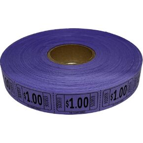 The Ticket Gurus-roll of 2000 Purple $1.00 Tickets Single Roll Consecutively Numbered Raffle Tickets