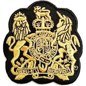 PP Patch Gold Lion Unicorn Royal Crown Crest Coat of arms Cartoon Iron On Patches Sticker Embroidery Badges for Sewing Kids Clothing Backpacks T-Shirt Jeans Hat Bag Reward Gift