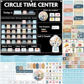 357 PCS Boho Circle Time Center Classroom Pocket Pocket Charts Materials Materials for Kids Toddler Learning Antists stiproom home home mass upplies upplies 39.5 inch