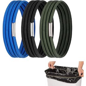 Trash Can Rubber Bands, Fit 13-30 Gallon Garbage Can, Set of 3 Elastic Trash Can Bands Heavy Duty for Kitchen Bathroom, Garbage Bin & Litter Box Bands to Keep Trash Liners in Place, Durable
