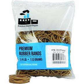 Rubber Bands, Size #16, Rubber Band Depot, Approximately 475 Rubber Bands Per Bag, Rubber Band Measurements: 2-1/2" x 1/16'' - 1/4 Pound Bag
