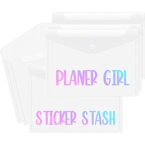 Sticker Stash Collecting Book, Bill Organizer Pockets, Planner Girl 2025 Plastic Document Envelopes, Clear Sticker Storage Envelopes, Resuable Stamp Receipt Holder Photo Folders