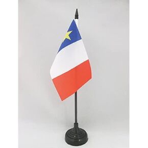 Acadia Table Flag 4'' x 6'' - Canada - Acadian Desk Flag 15 x 10 cm - Black plastic stick and base - AZ FLAG