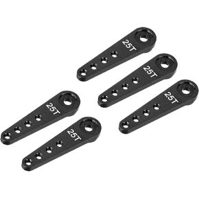 MECCANIXITY 5 Pcs Aluminum Servo Horn Long 25T Steering Arm 37mm Length Black Suitable for DIY RC Car/Boat/AirplanesBoat Model Accessories