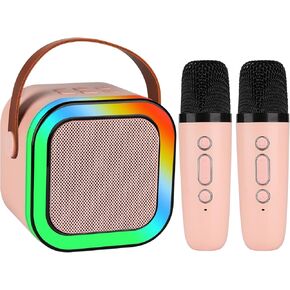 Kids& Adult Karaoke Machine, Portable Bluetooth Speaker with Wireless Microphone, 4-18 Years Old Birthday Gifts for Girls Boys,Kids Toys Gifts for Girls Boys 4, 5, 6, 7, 8, 9, 10 +Year Old (Pink)