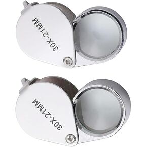 Rongon Pocket Loupe Magnifiers 2 Pack Jewelers Magnifying Glasses Small Fonding Eye Loupe Set for Coins Gems Stamps Watches Supplies